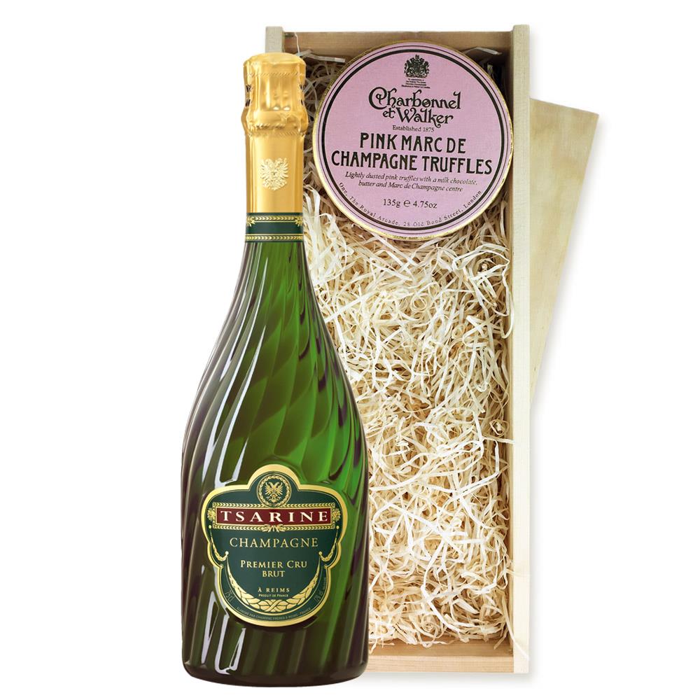 Tsarine Premier Cru Brut Champagne 75cl And Pink Marc de Charbonnel Chocolates Box